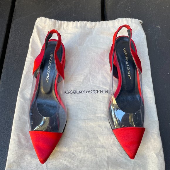 CREATURES OF COMFORT Gloria Red Clear Low Block Heels, Size 36 - Picture 13 of 16